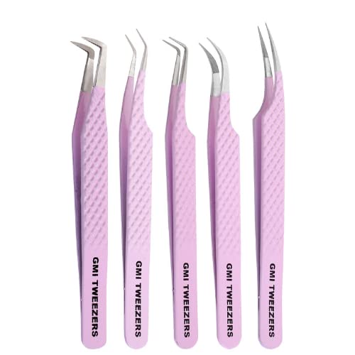 Pinzas GMI TWEEZERS con puntas de fibra para aislar pestañas con precisión.