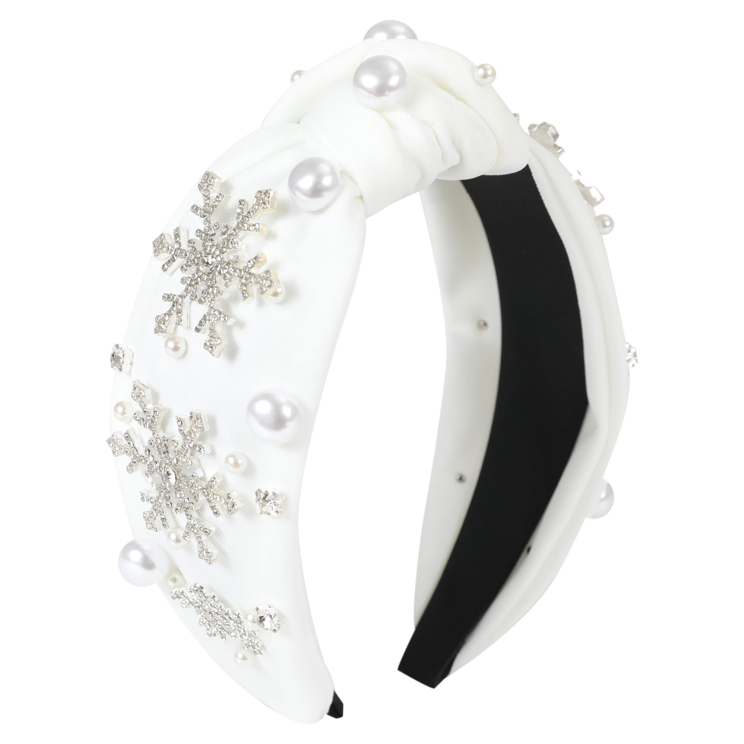 Gmmidea diadema de nieve con cristal y perlas, añade brillo sutil a cualquier outfit festivo.