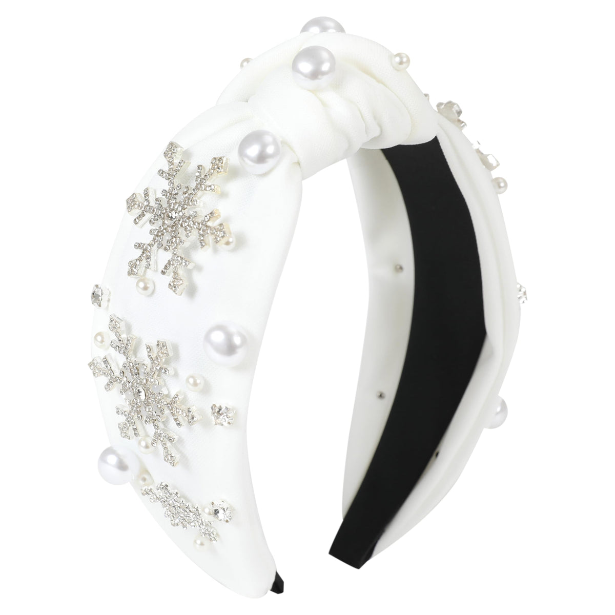 Gmmidea diadema de nieve con cristal y perlas, añade brillo sutil a cualquier outfit festivo.
