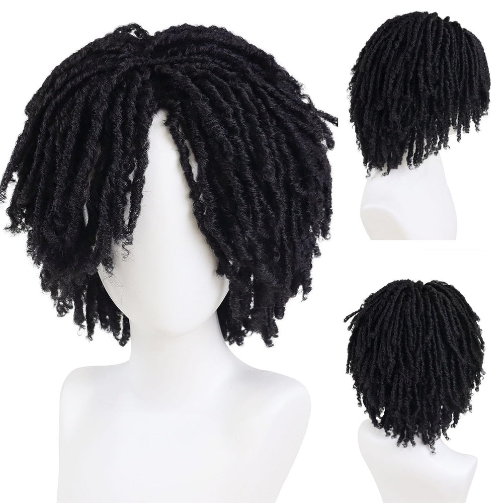 GNIMEGIL peluca dreadlocks negras, frente natural para look realista.