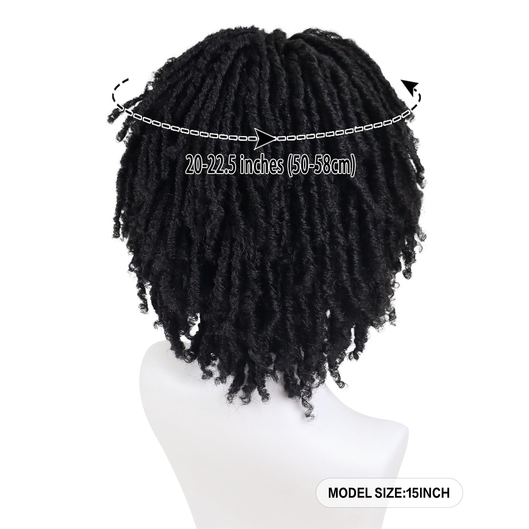 GNIMEGIL peluca dreadlocks negras, lateral para ver volumen y movimiento.