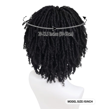 GNIMEGIL peluca dreadlocks negras, lateral para ver volumen y movimiento.