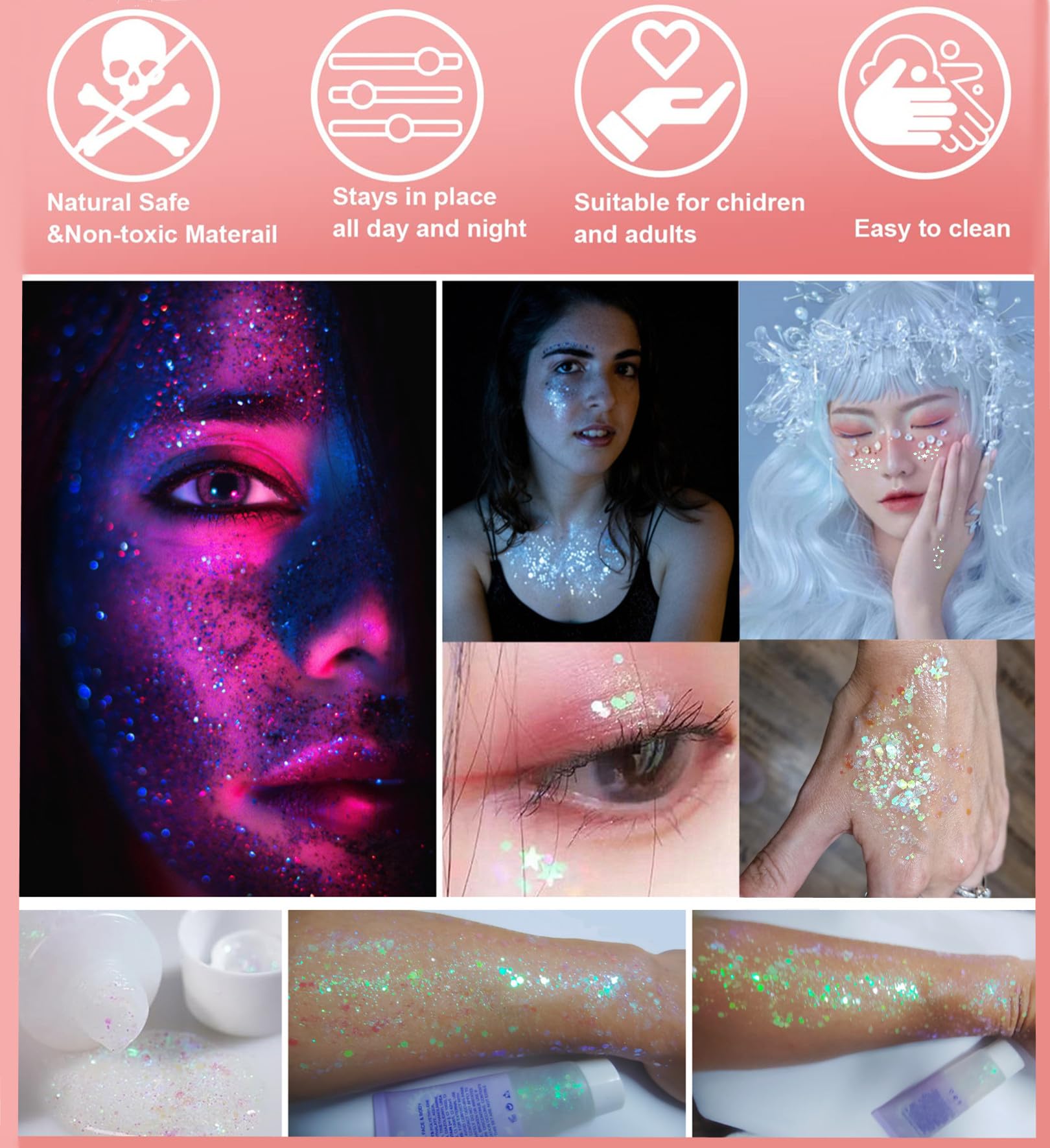 Go Ho brillo holográfico cambia de color según la iluminación para looks cambiantes
