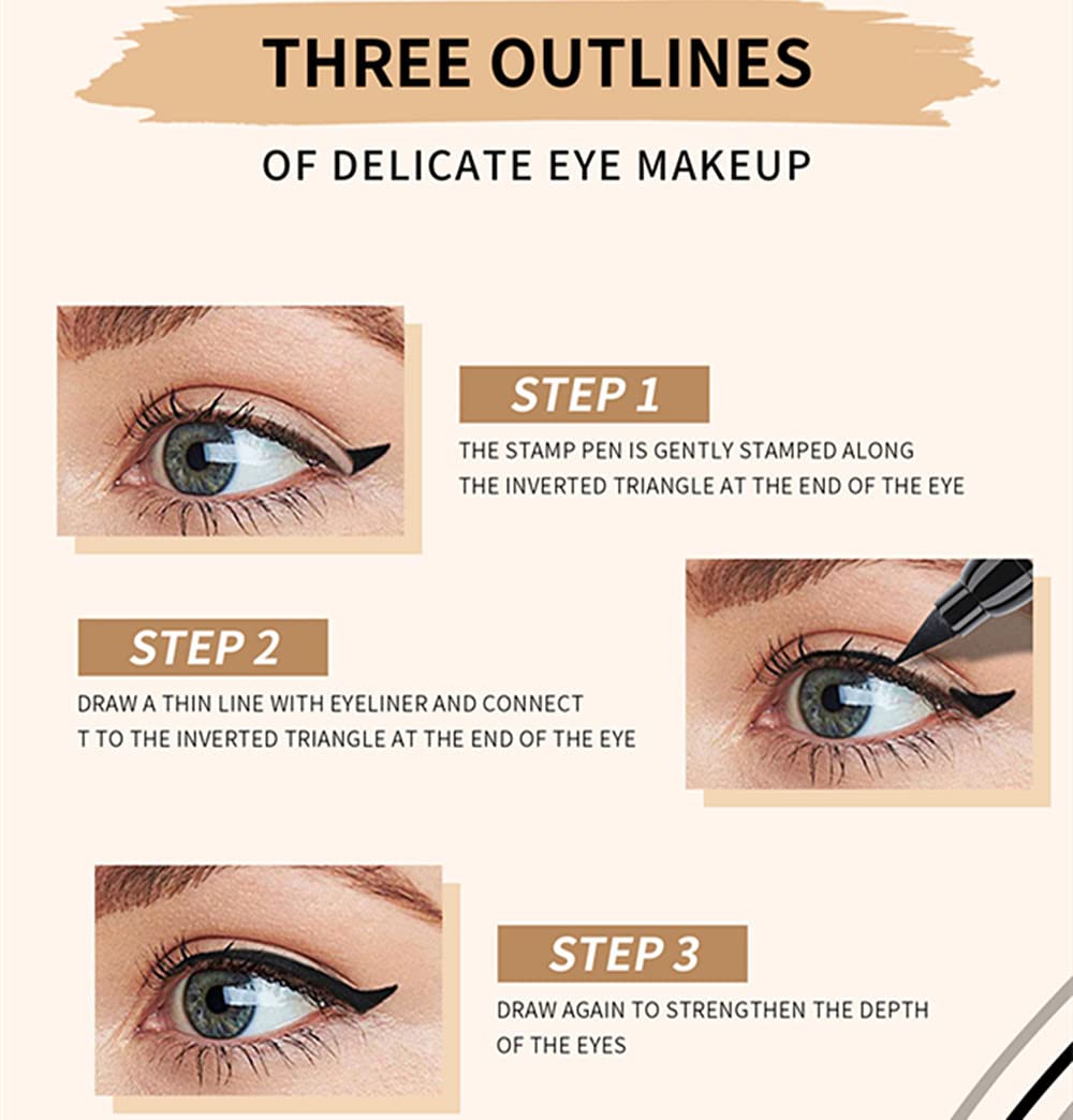 Go Ho delineador doble con sello y tinta para look alado duradero