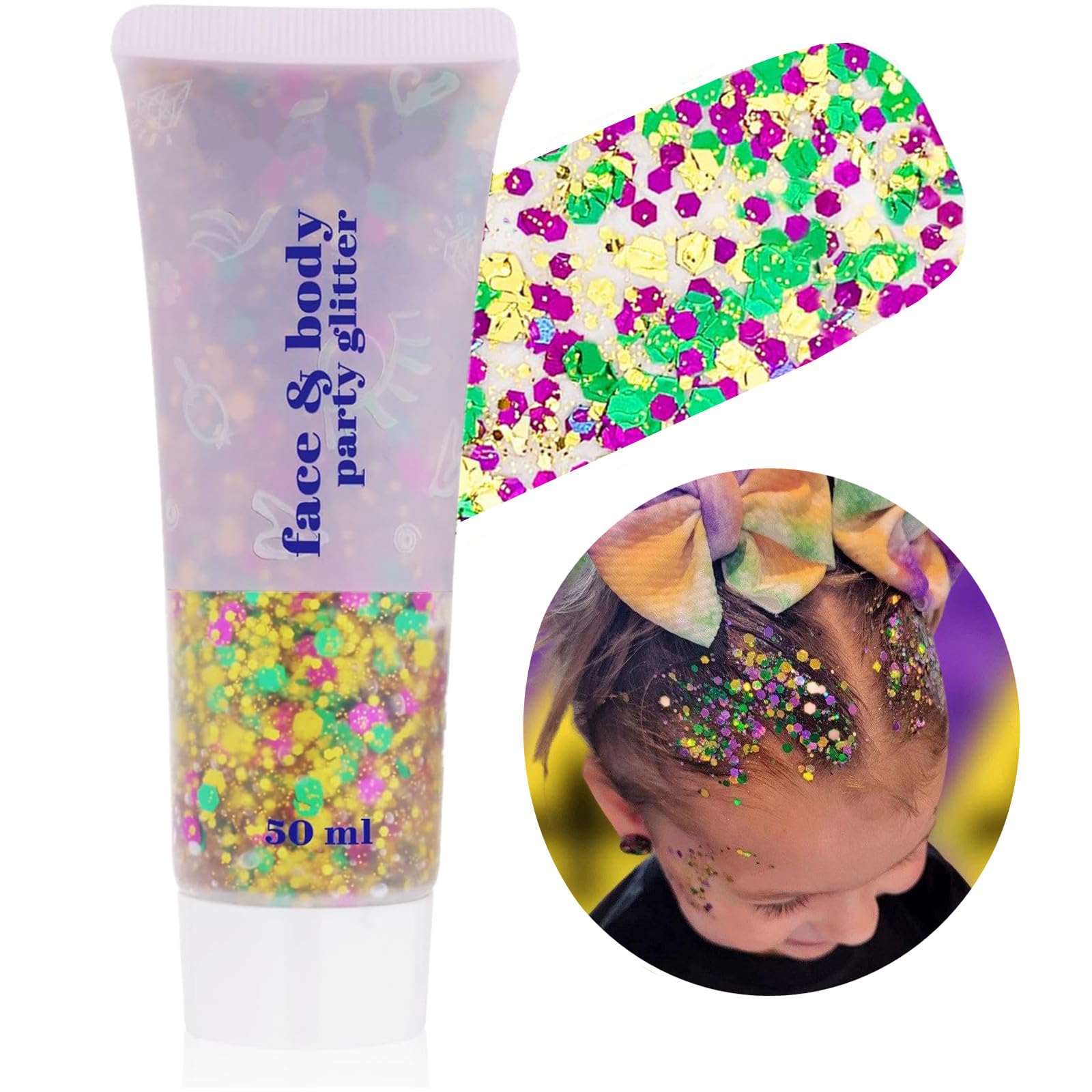 Go Ho gel brillo cara cuerpo carnaval, ideal para maquillaje y fiestas luminosas.