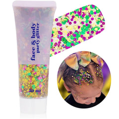 Go Ho gel brillo cara cuerpo carnaval, ideal para maquillaje y fiestas luminosas.