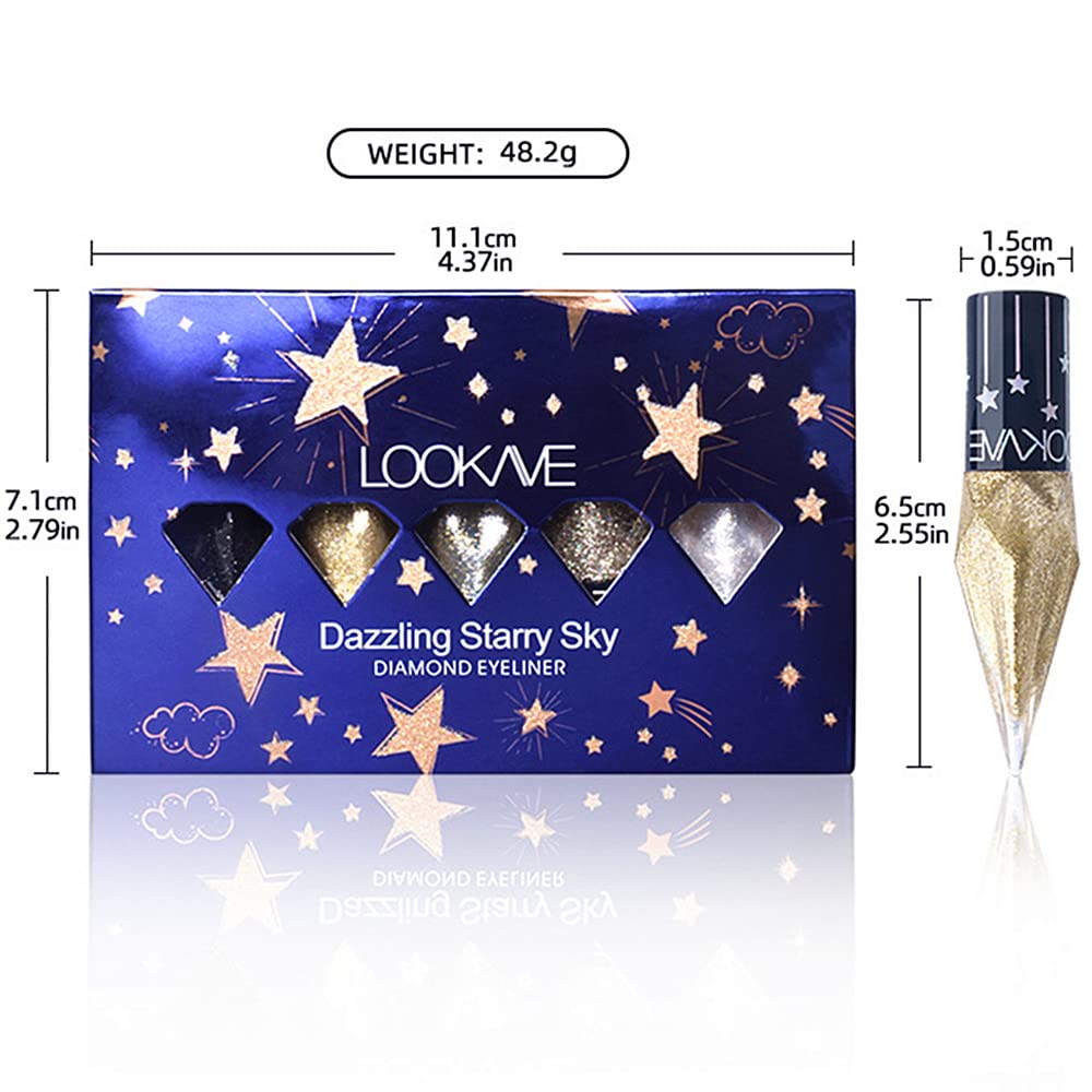 Go Ho Glitter delineador líquido, aplicador suave para trazos precisos.