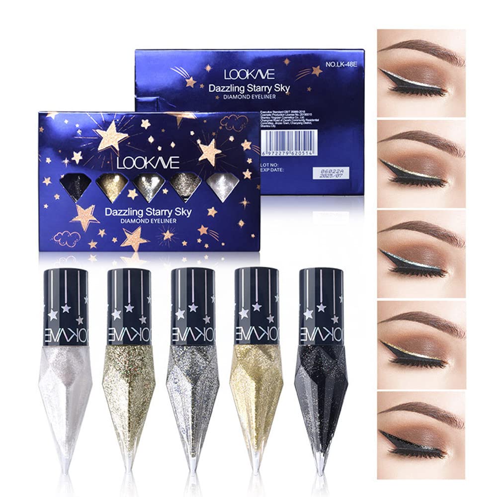 Go Ho Glitter delineador líquido blanco brillante para ojos luminosos y destellos.
