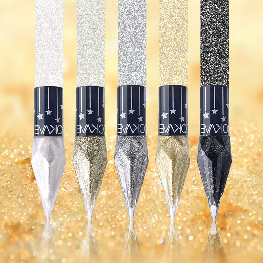 Go Ho Glitter delineador líquido plateado brillante para delinear con brillo duradero.