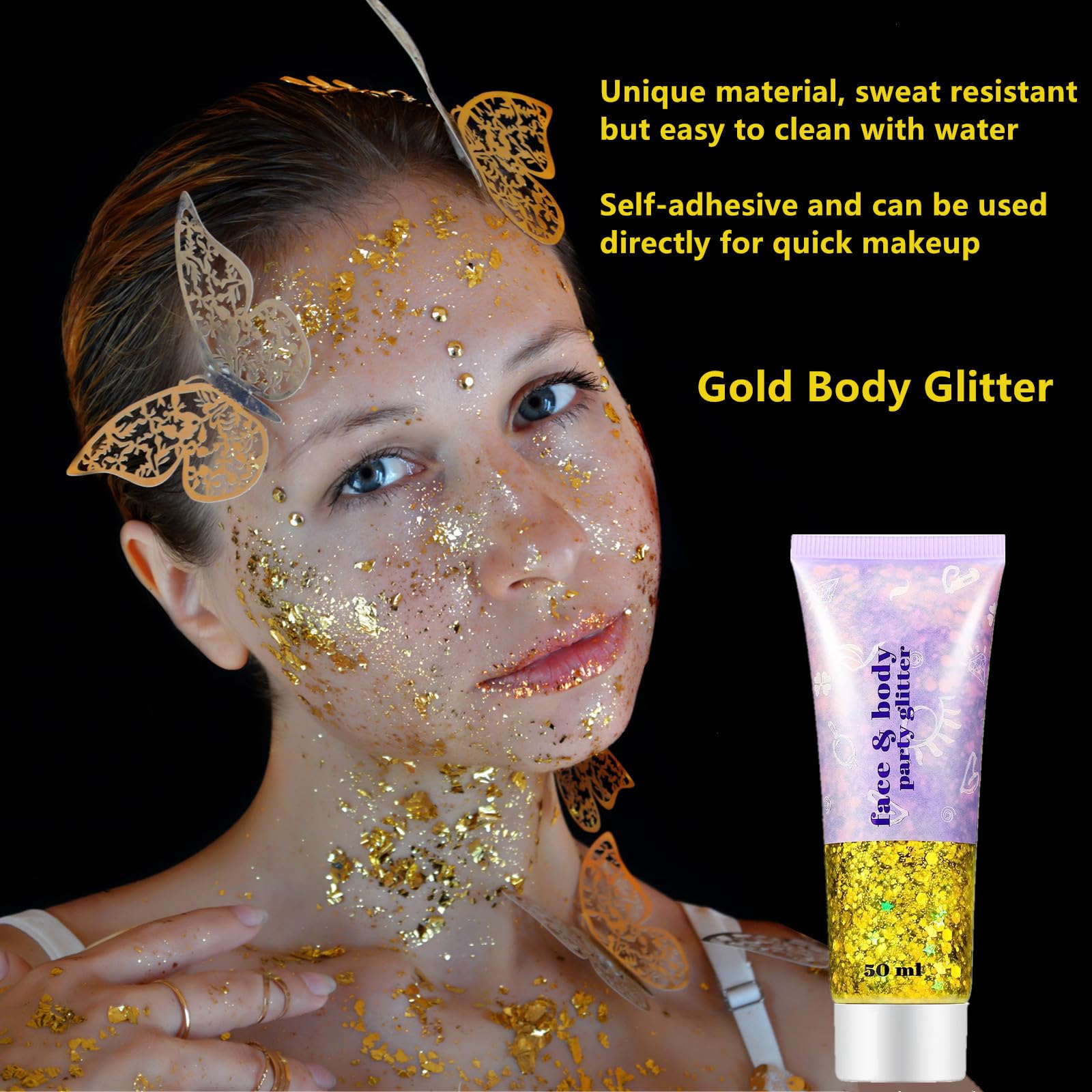Aplicación con dedo de Go Ho Glitter facilita acabado suave.