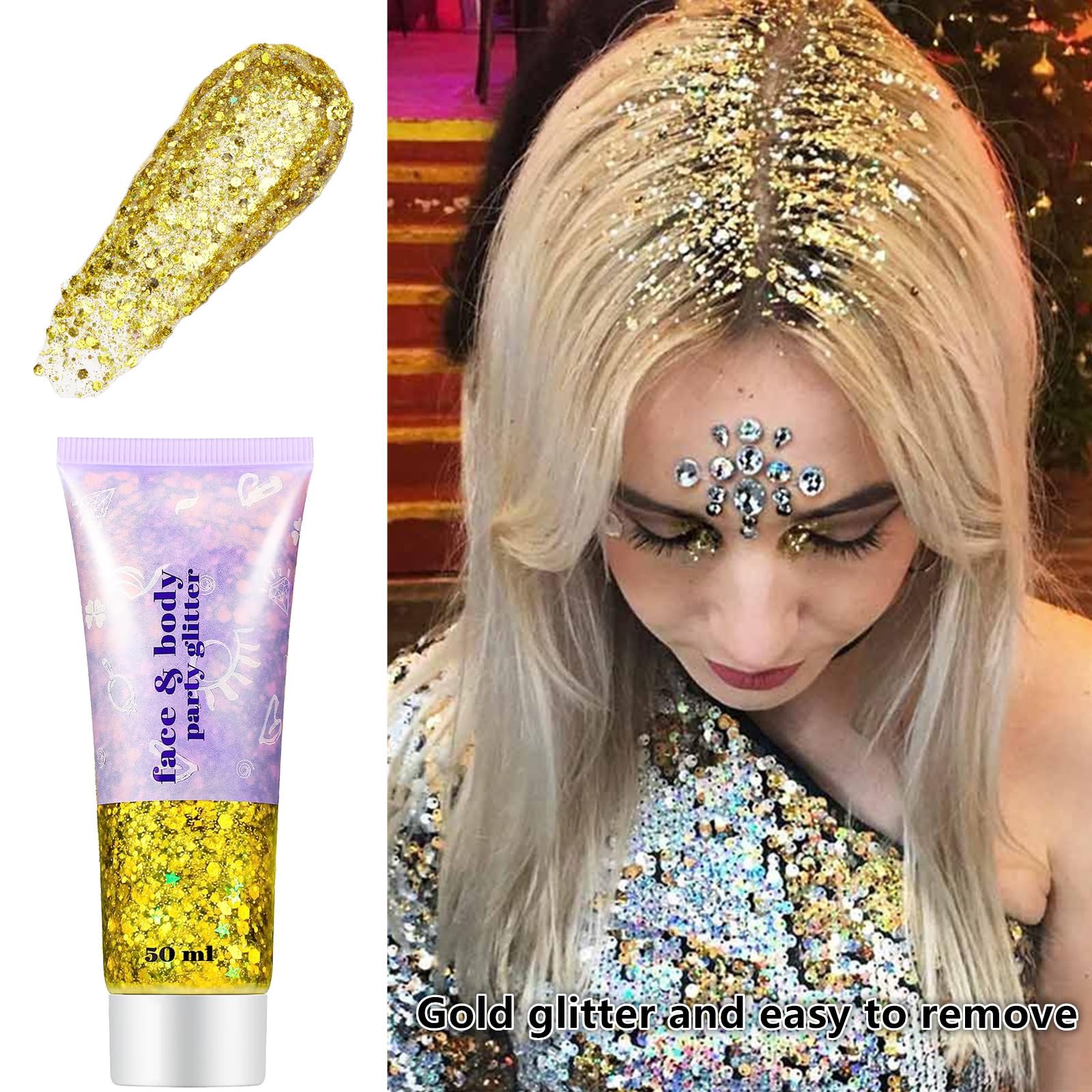 Brillo en piel y cabello con Go Ho Glitter, reflejos duraderos.