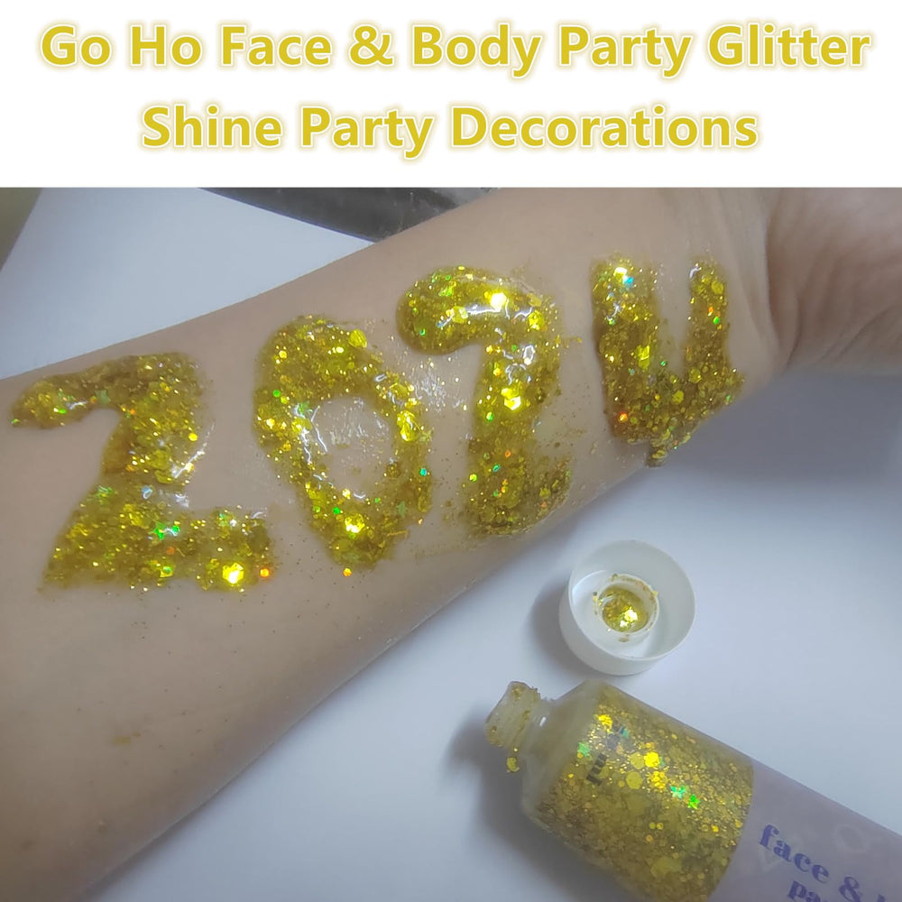 Estilo festival con Go Ho Glitter, resalta rostro y cuerpo.