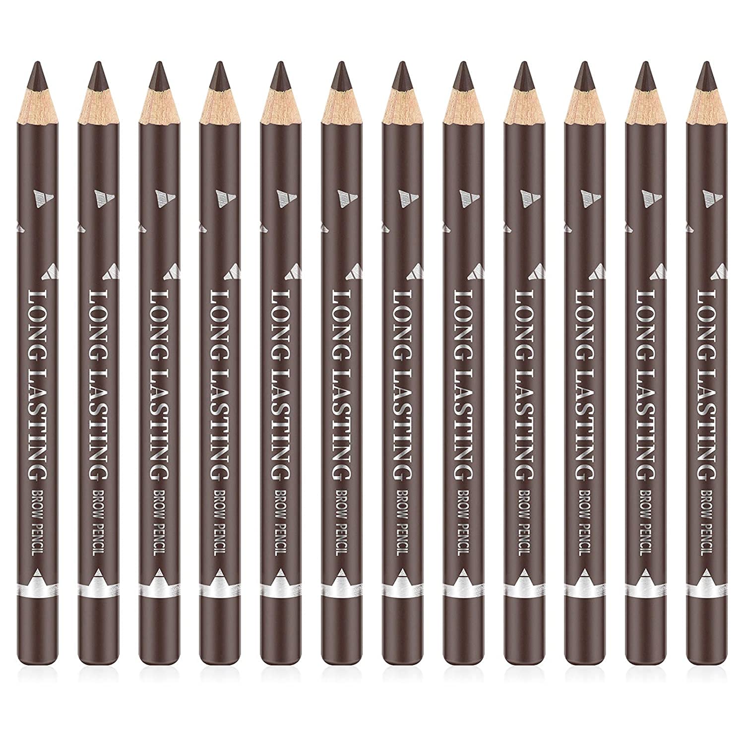 Go Ho lapices cejas marrón oscuro, set de 12 piezas para color duradero.