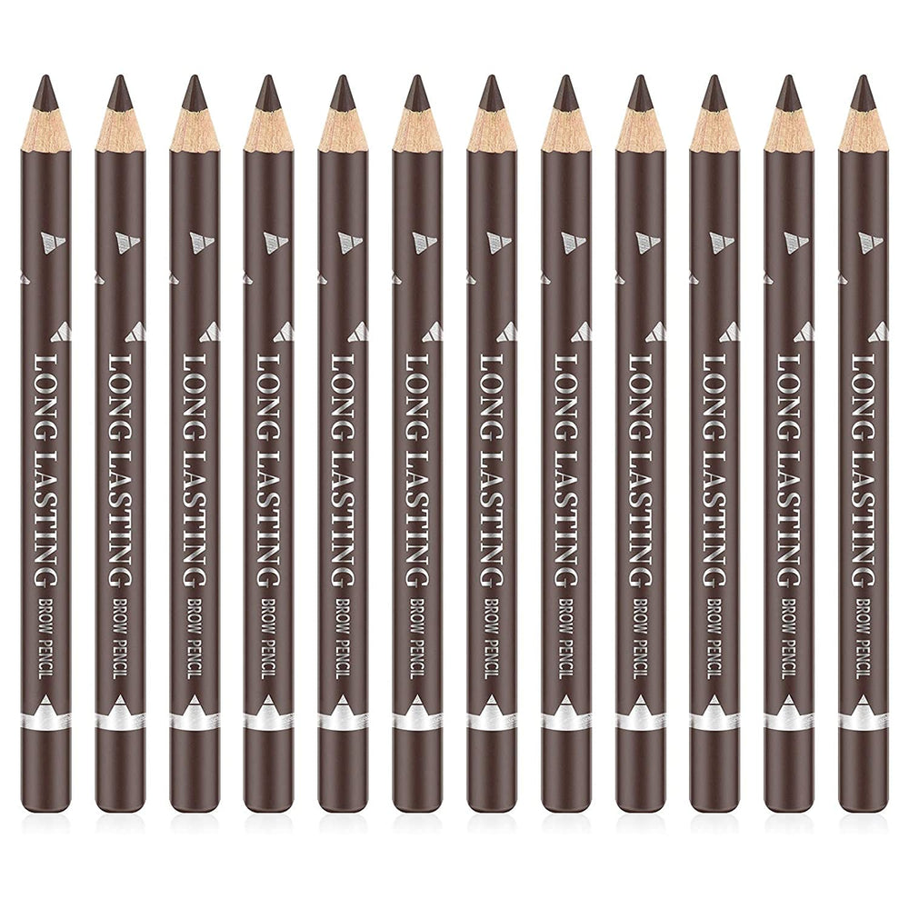 Go Ho lapices cejas marrón oscuro, set de 12 piezas para color duradero.
