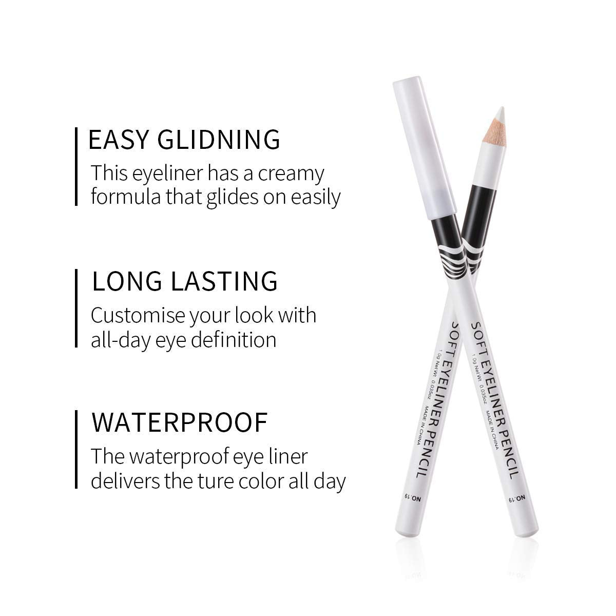 Go Ho maquillaje blanco para ojos, efecto iluminador pigmento alto