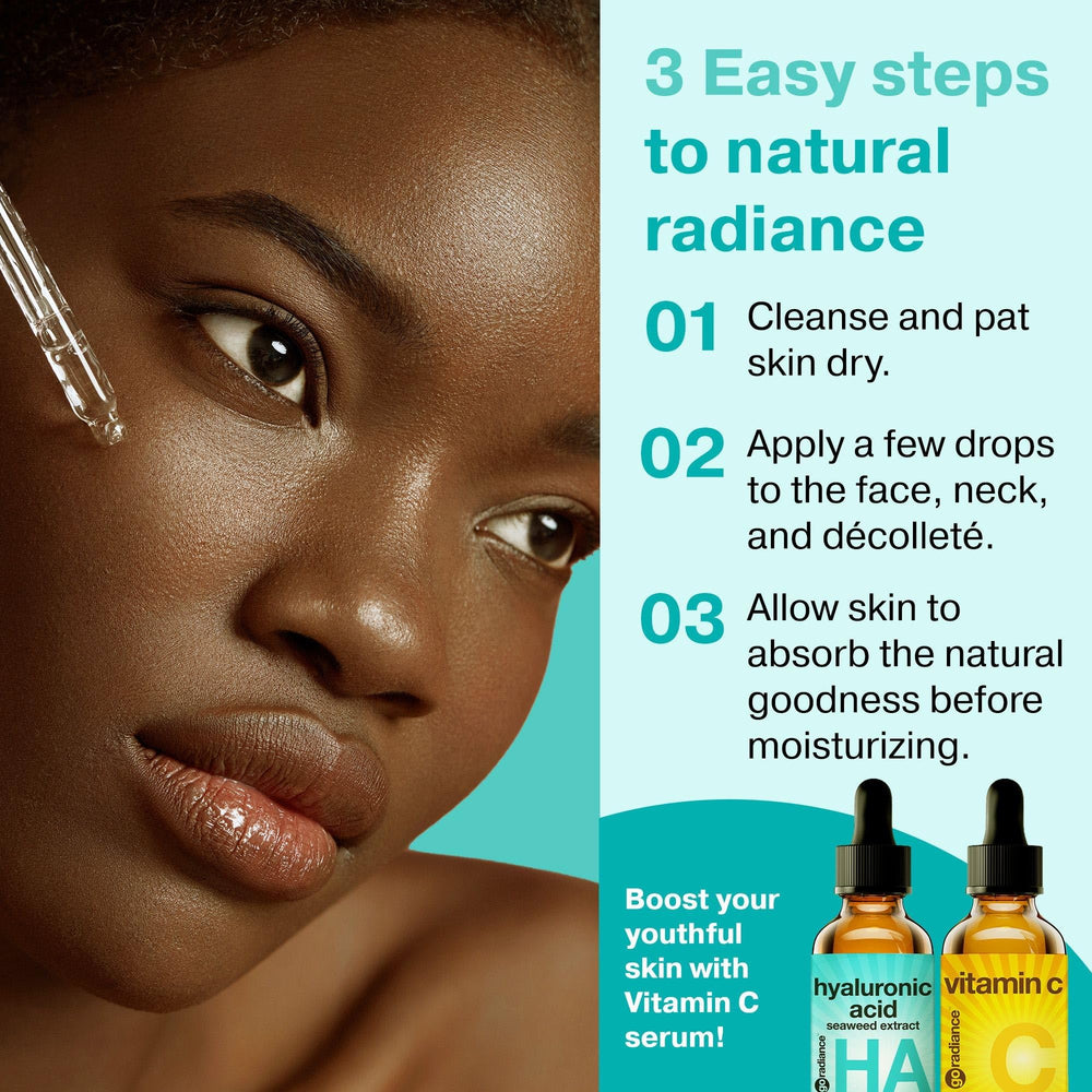 Go Radiance envase hecho en EE.UU. para calidad asegurada.