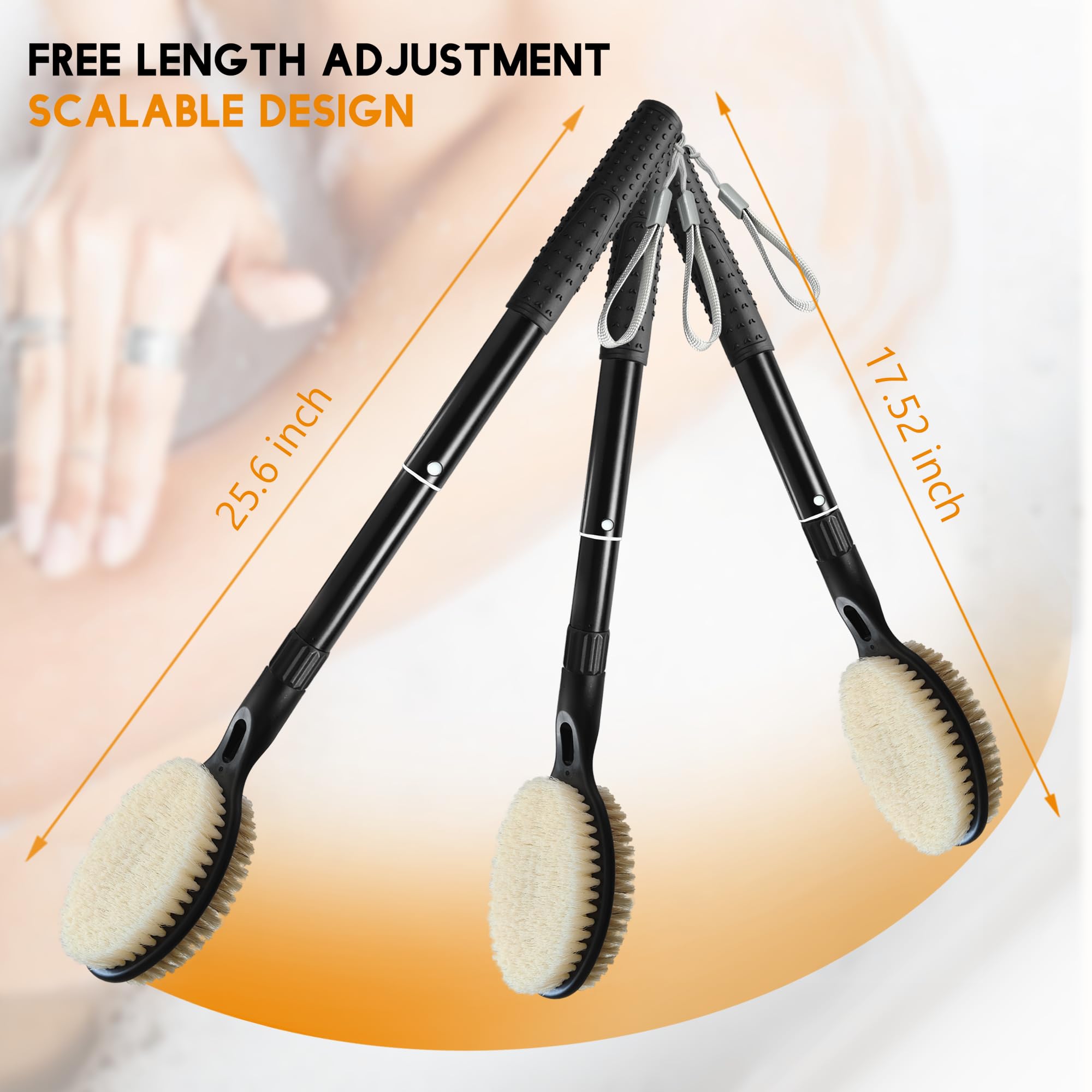 Gobiteli cepillo espalda mango retractil compacto para almacenamiento