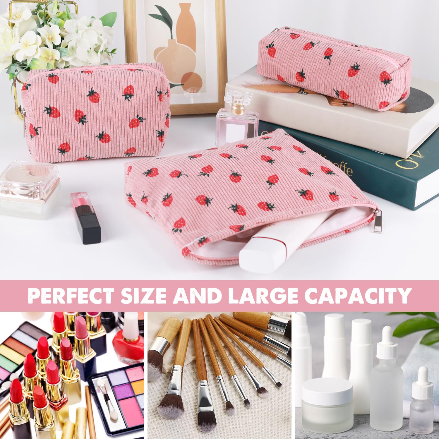 Gocvo bolsa maquillaje grande para viaje, organizadora perfecta para artículos de cuidado.
