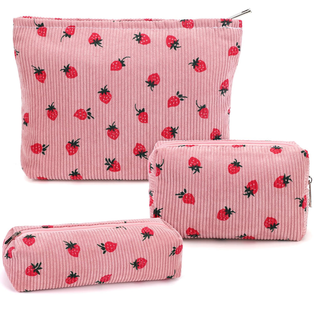 Gocvo conjunto de bolsas de maquillaje 3 piezas, vista frontal, ideal para viajar y ordenar.