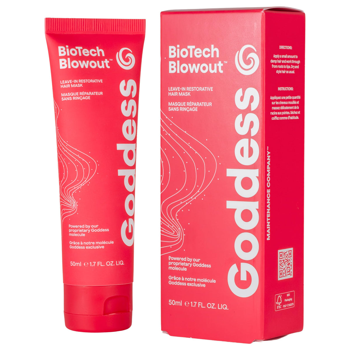 Goddess Maintenance Biotech Blowout mascarilla restauradora en uso mejora fortaleza y brillo.