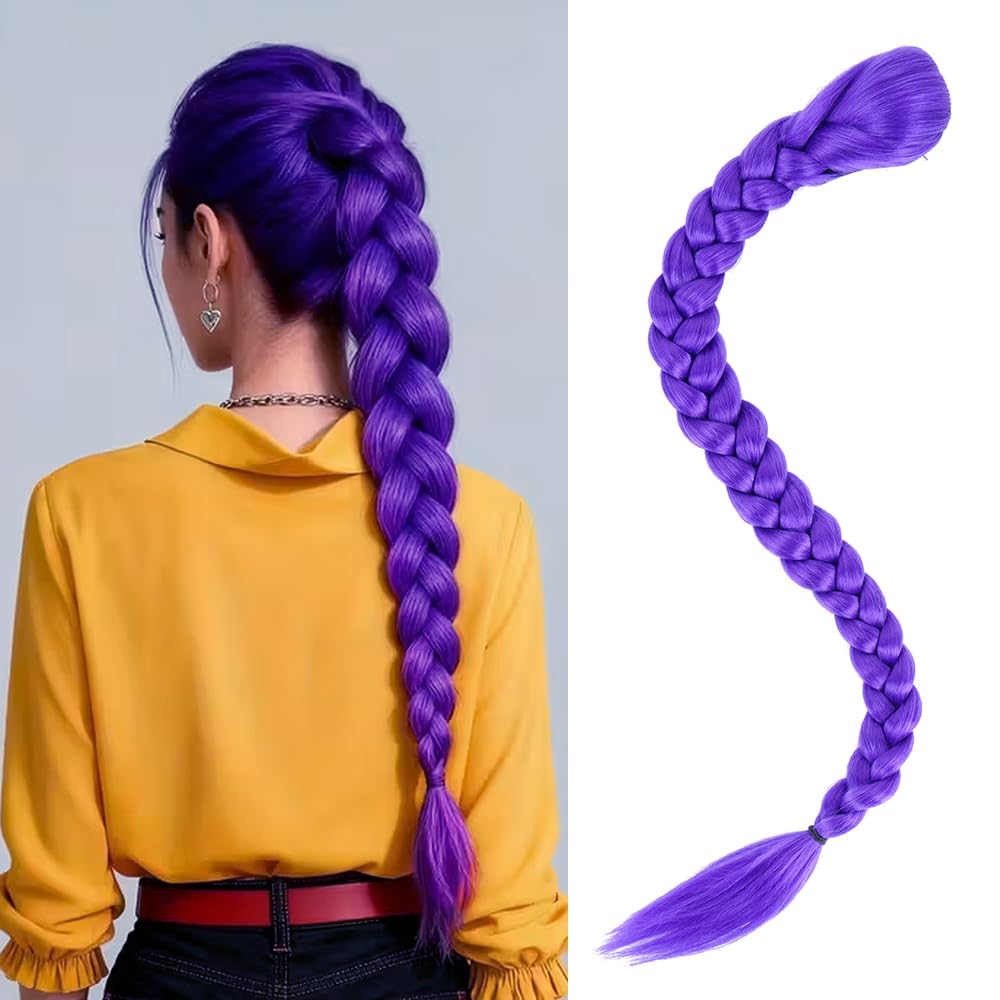Goddesty cola de pelo púrpura de 26 pulgadas lista para peinados.