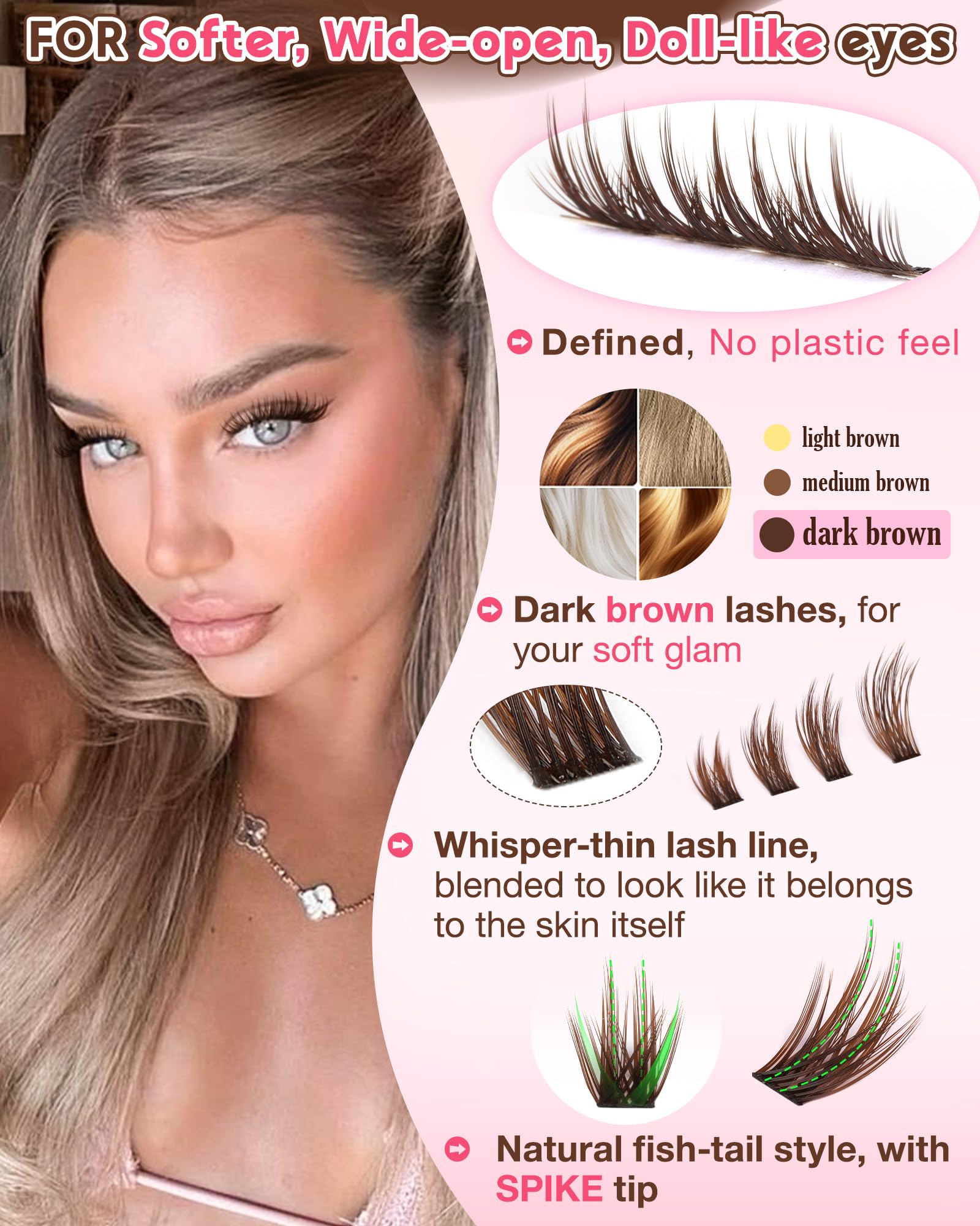 Goddvenus cluster-pestañas-estilo-manga: efecto manga suave para ojos más expresivos.
