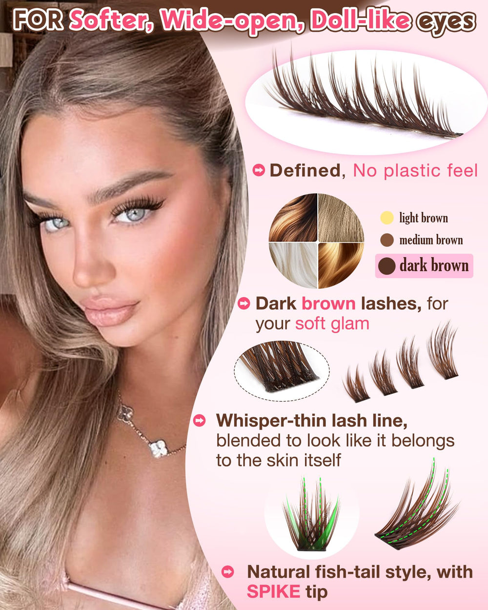 Goddvenus cluster-pestañas-estilo-manga: efecto manga suave para ojos más expresivos.