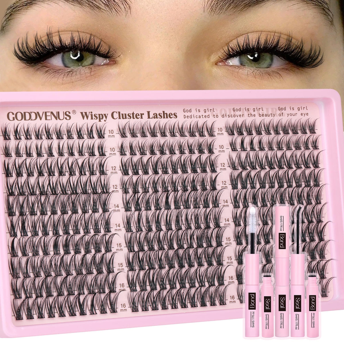 Goddvenus kit de clusters, efecto disperso 10-16mm para un look natural