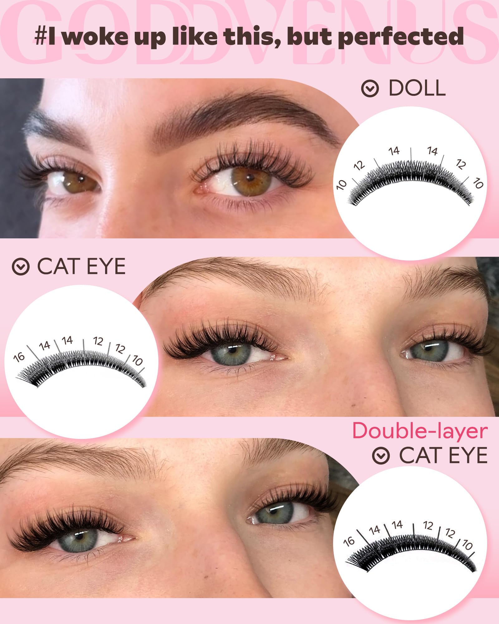 Goddvenus pestañas con banda de algodón ligera para comodidad.