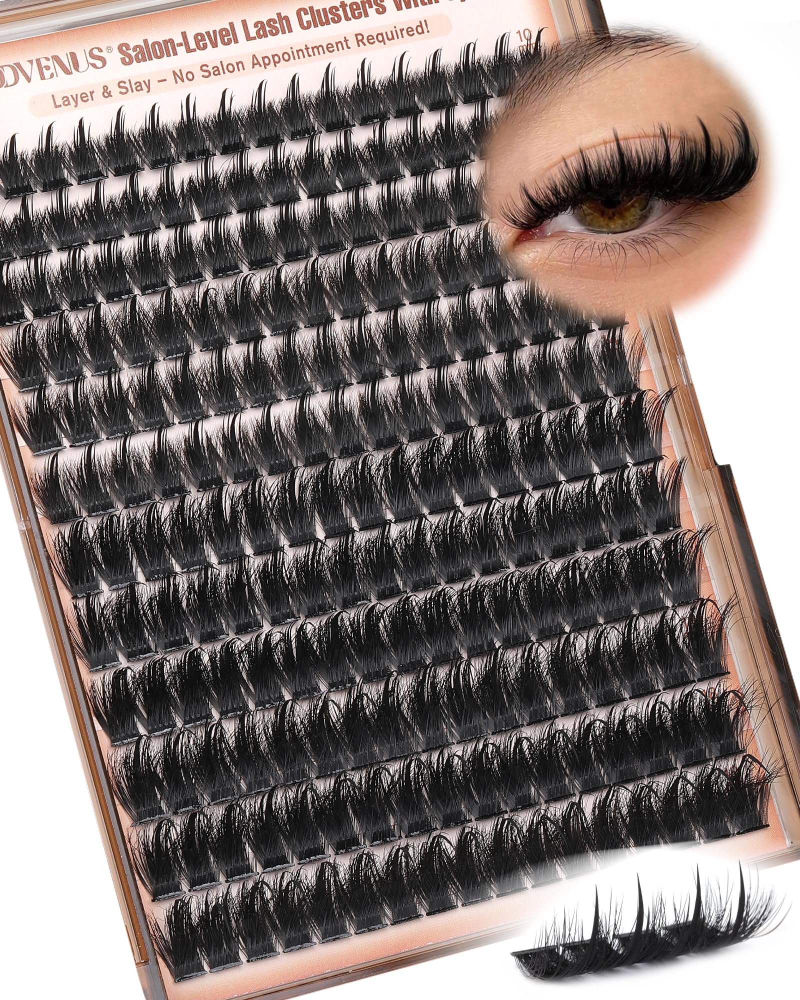 Goddvenus manga lash primer plano de conjuntos espigas para volumen rápido y natural.