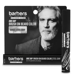 Godefroy Barbers Choice Silver Line con cepillo integrado para aplicación rápida y limpia.