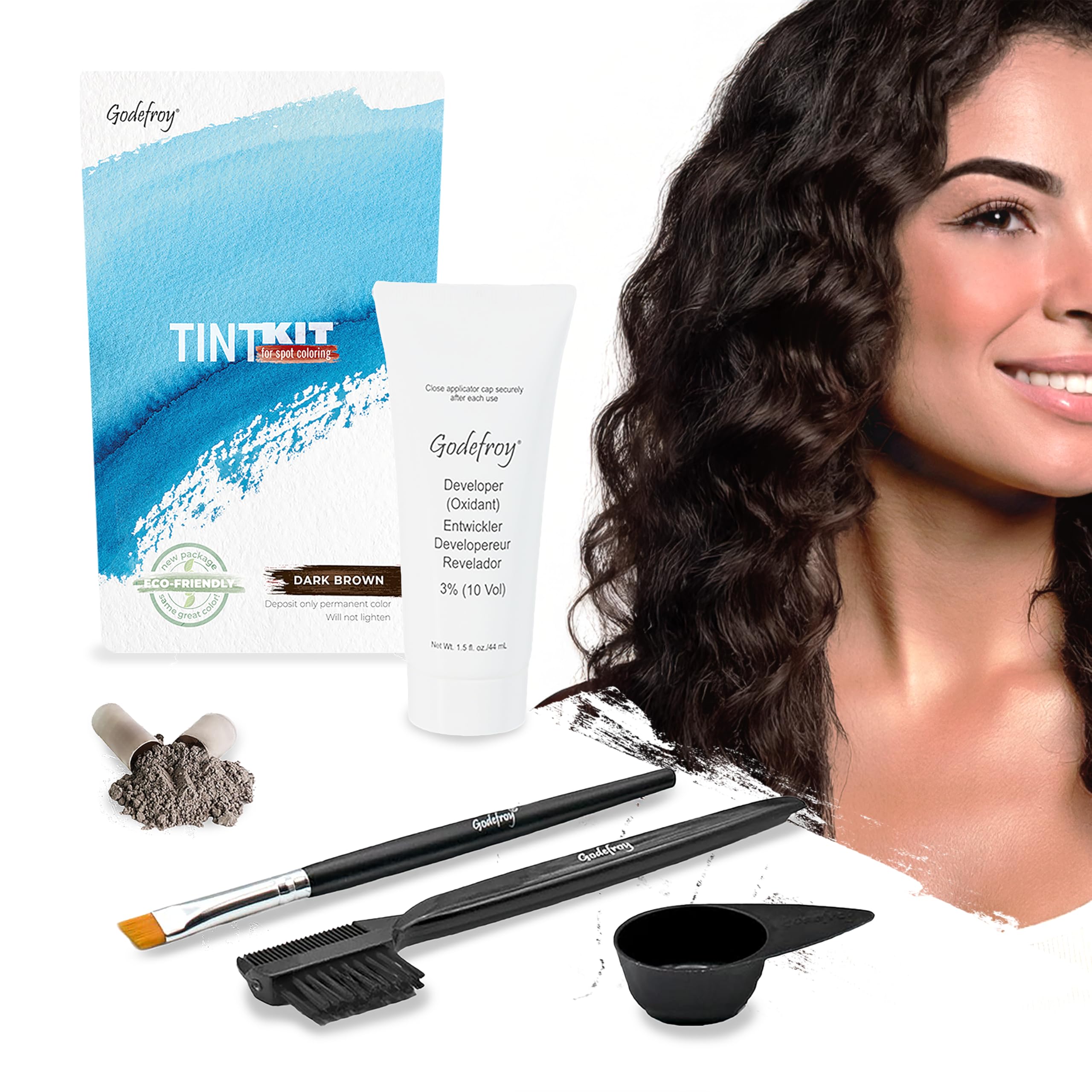 Godefroy Tinte de Cabello cubre canas en marrón oscuro con acabado natural.