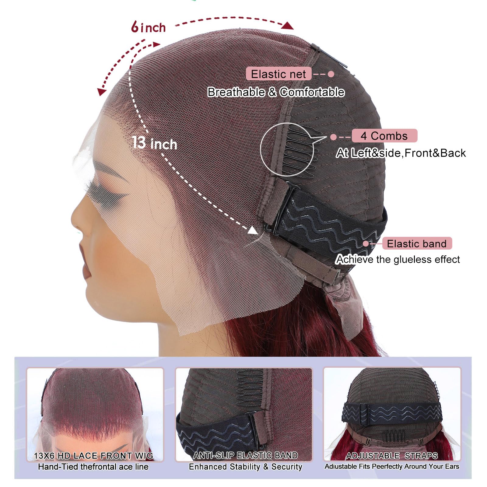GOFWARD peluca con baby hair para líneas de frente realistas.