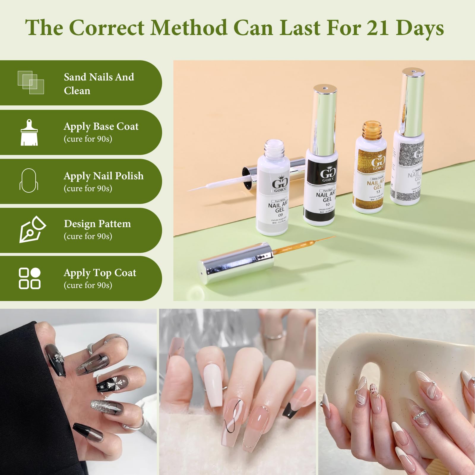 GOICC gel de uñas: aplicación estable y aroma suave para uso cómodo.