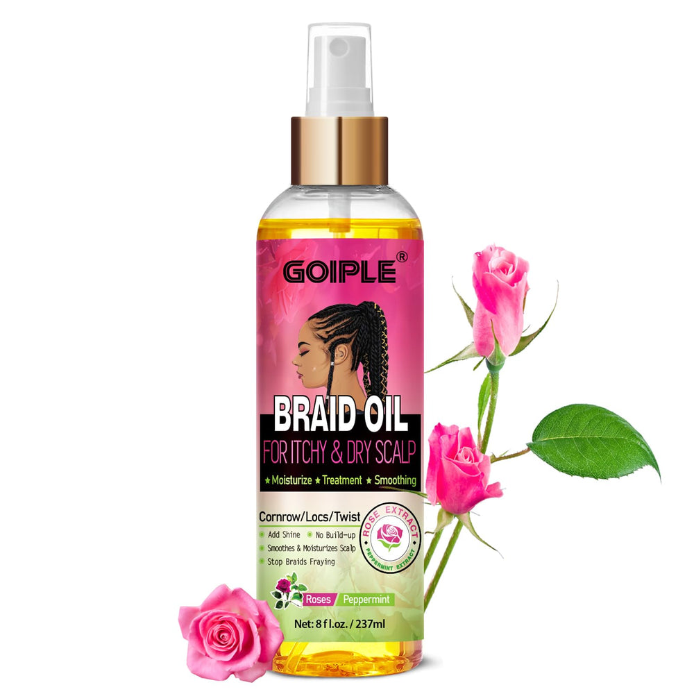 Goiple Aceite para Trenzas, botella lista para humectar y calmar el cuero cabelludo.