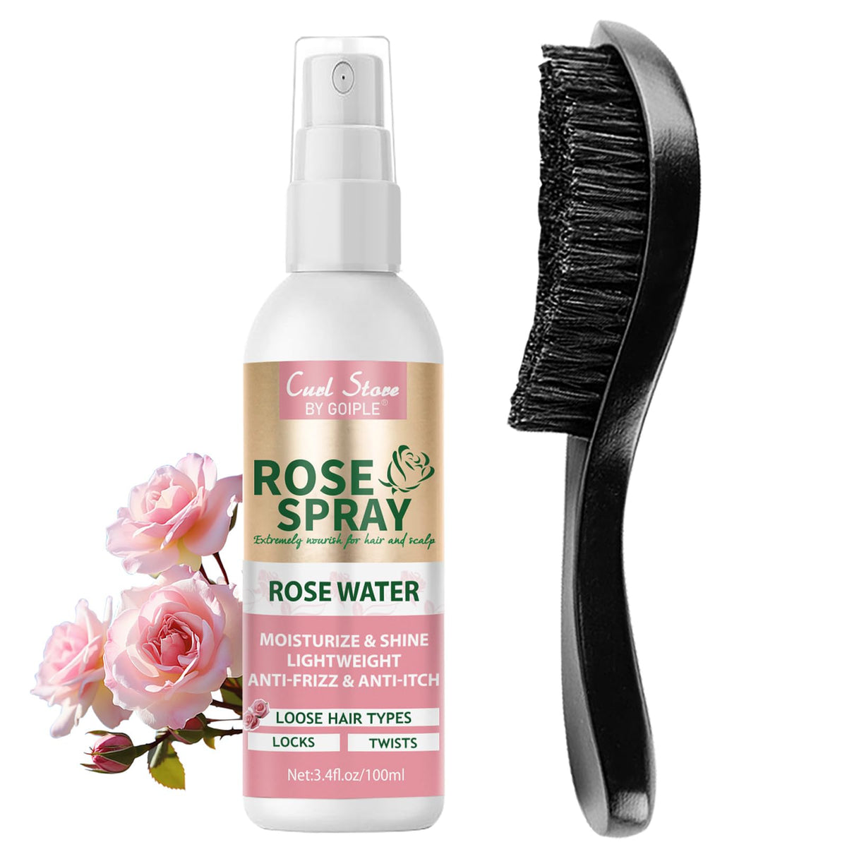 Goiple Agua de rosas bruma para cabello, añade aroma suave y brillo.