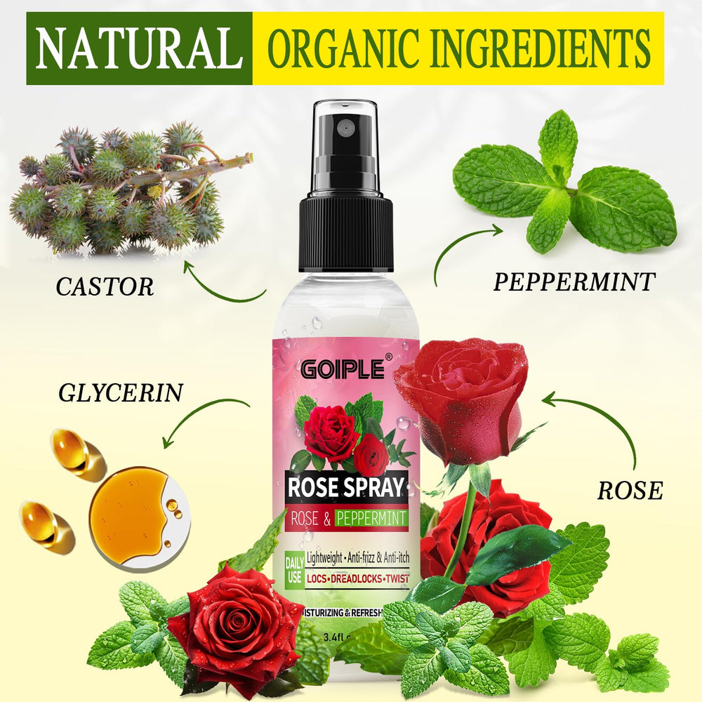 Goiple aplicación diaria-agua-rosa en locs para brillo