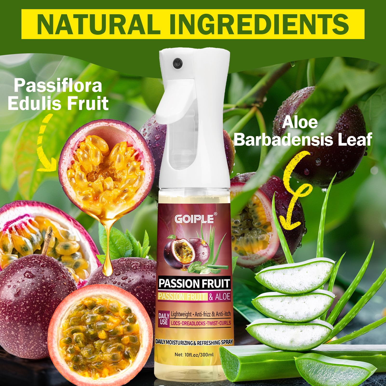 Goiple botella-agua-rosa para cabello, brillo y suavidad