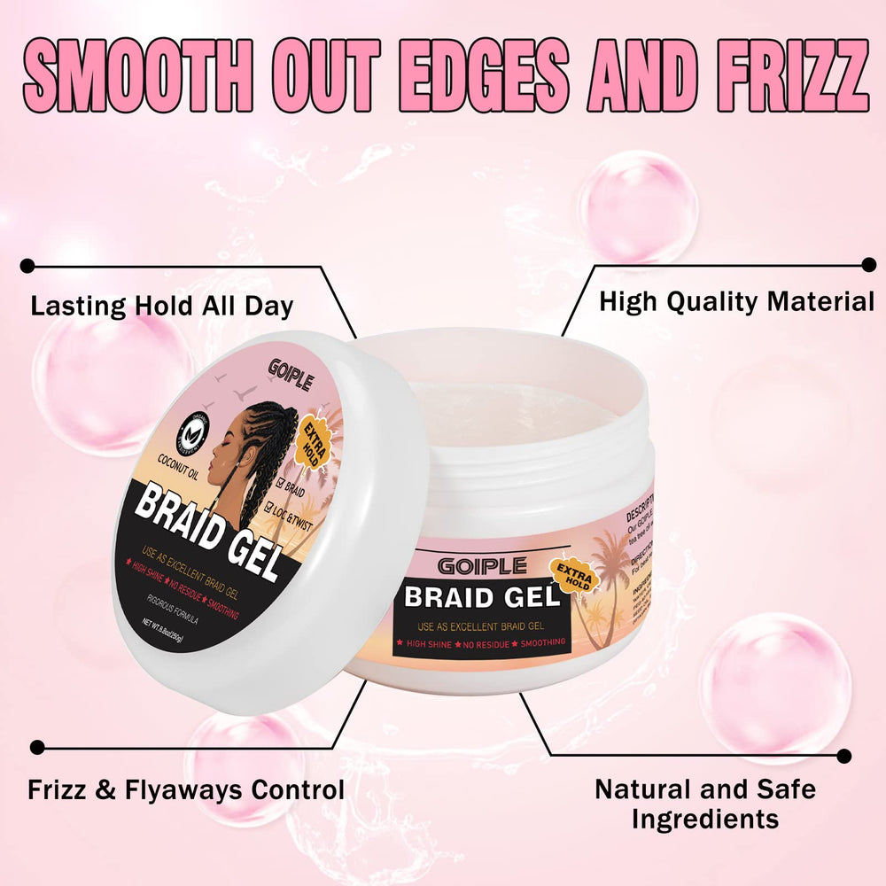 Goiple Gel para trenzas: acabado con brillo suave para trenzas limpias.