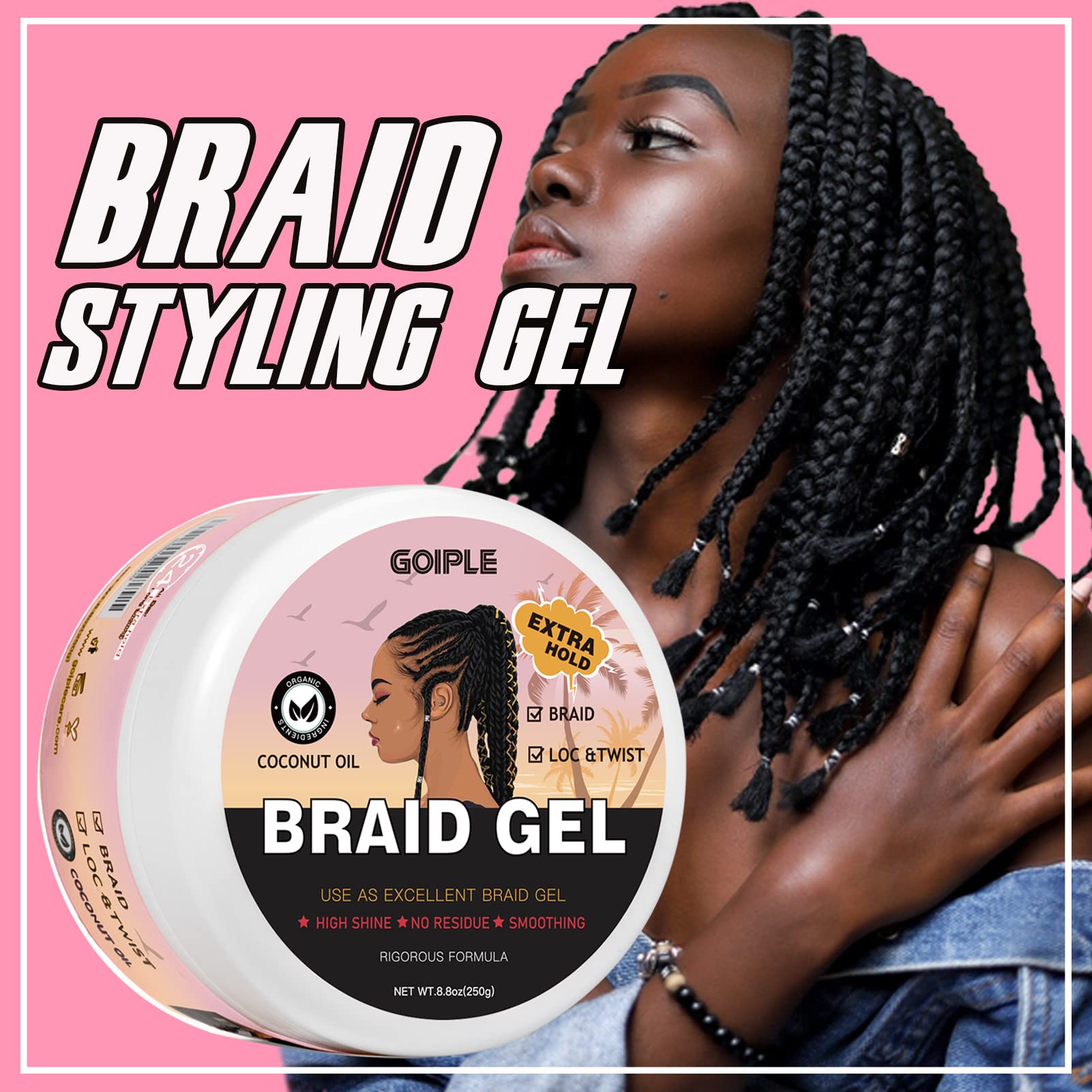 Goiple Gel para trenzas: uso sencillo para domar bordes y encrespamiento rápidamente.