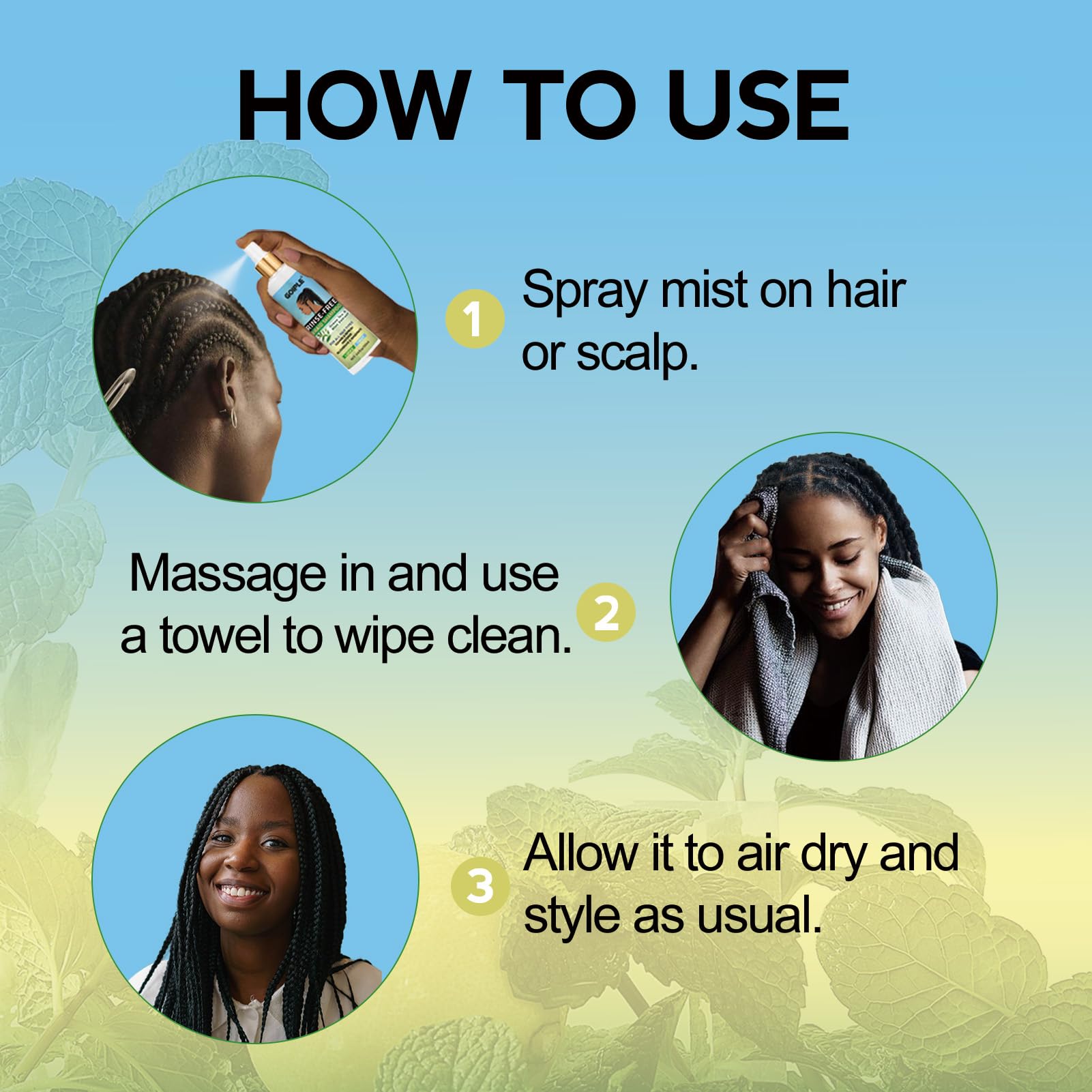 Goiple champú sin agua, vegano y cruelty-free para cabello protegido.
