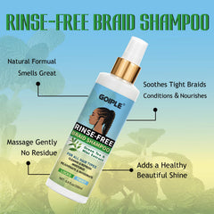 Goiple champú sin agua para extensiones, cuidado ligero que refresca raíces.