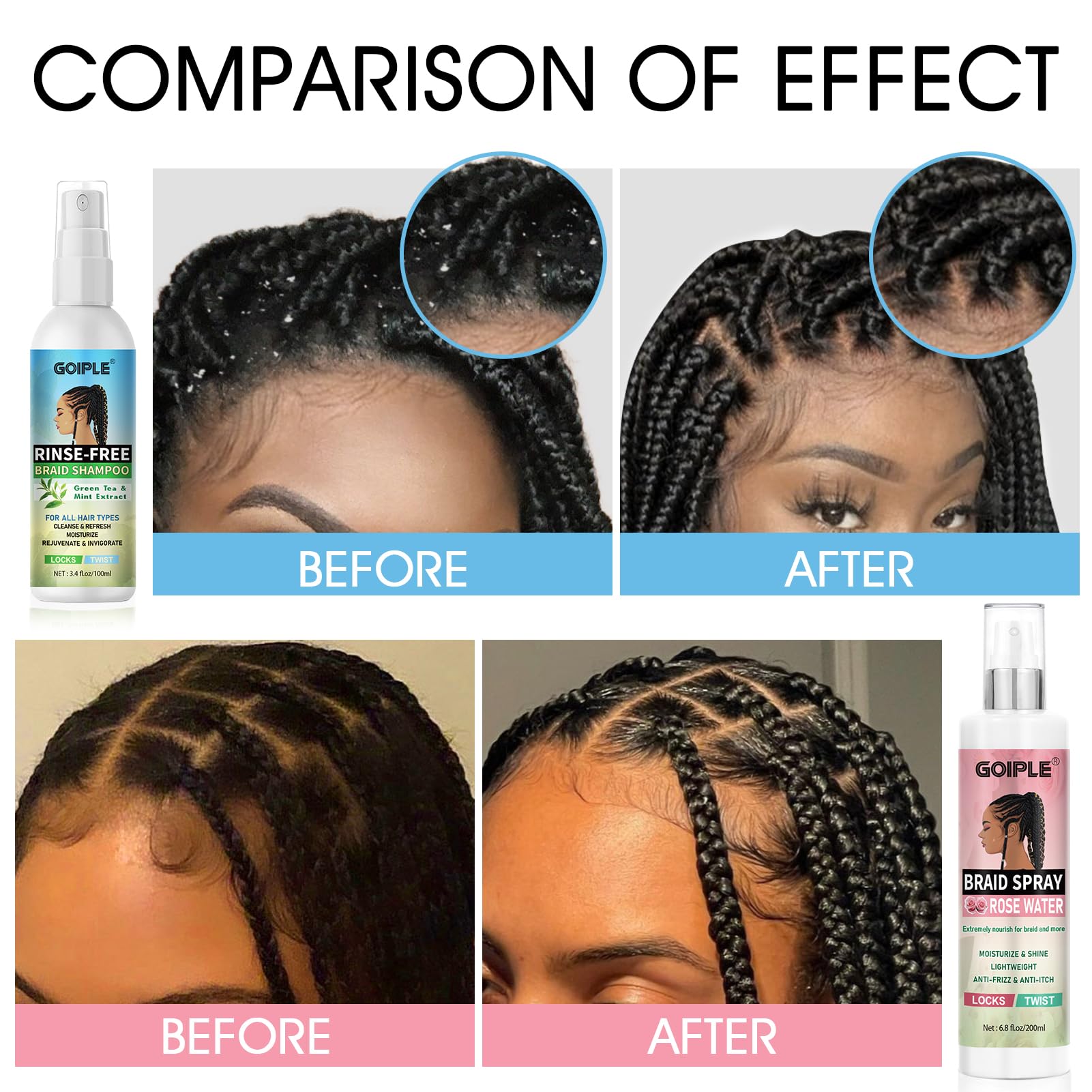 Goiple control de frizz en pelo rizado Rosa Menta, peinado definido.