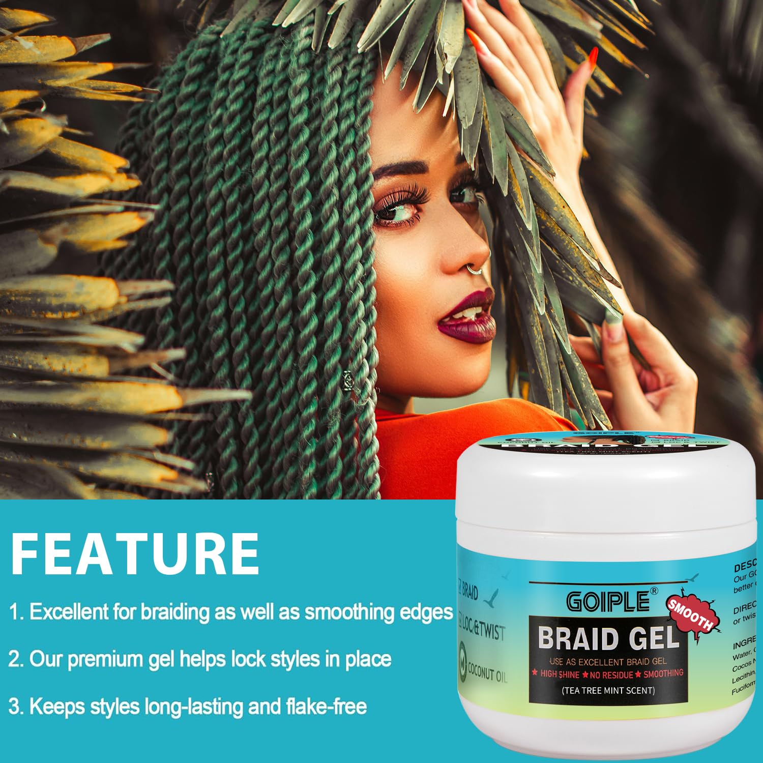 Goiple gel para trenzas en hilera, definición y fijación constantes