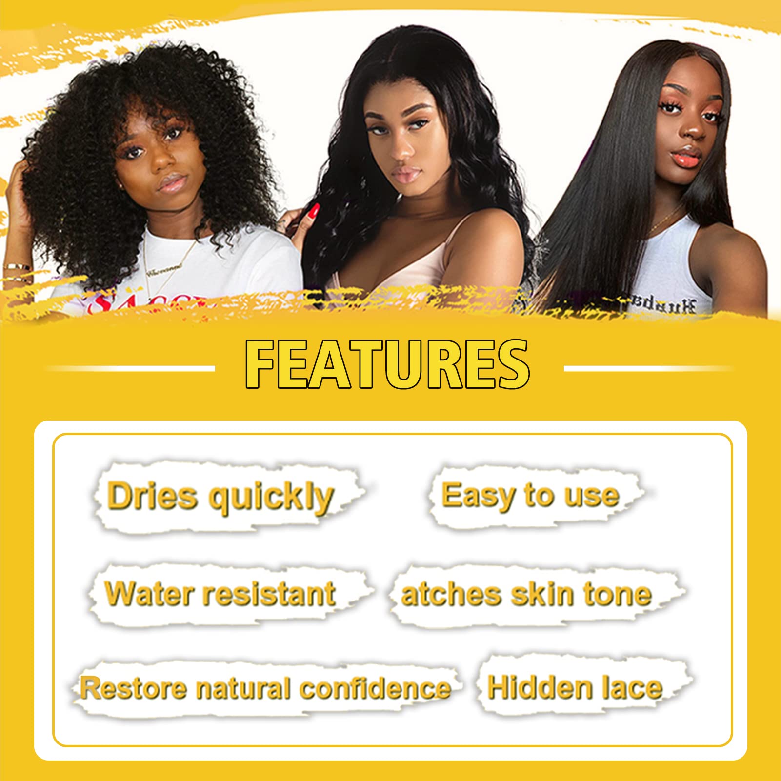 Goiple Lace Tint Mousse, cobertura de calvas compatible con pelucas.