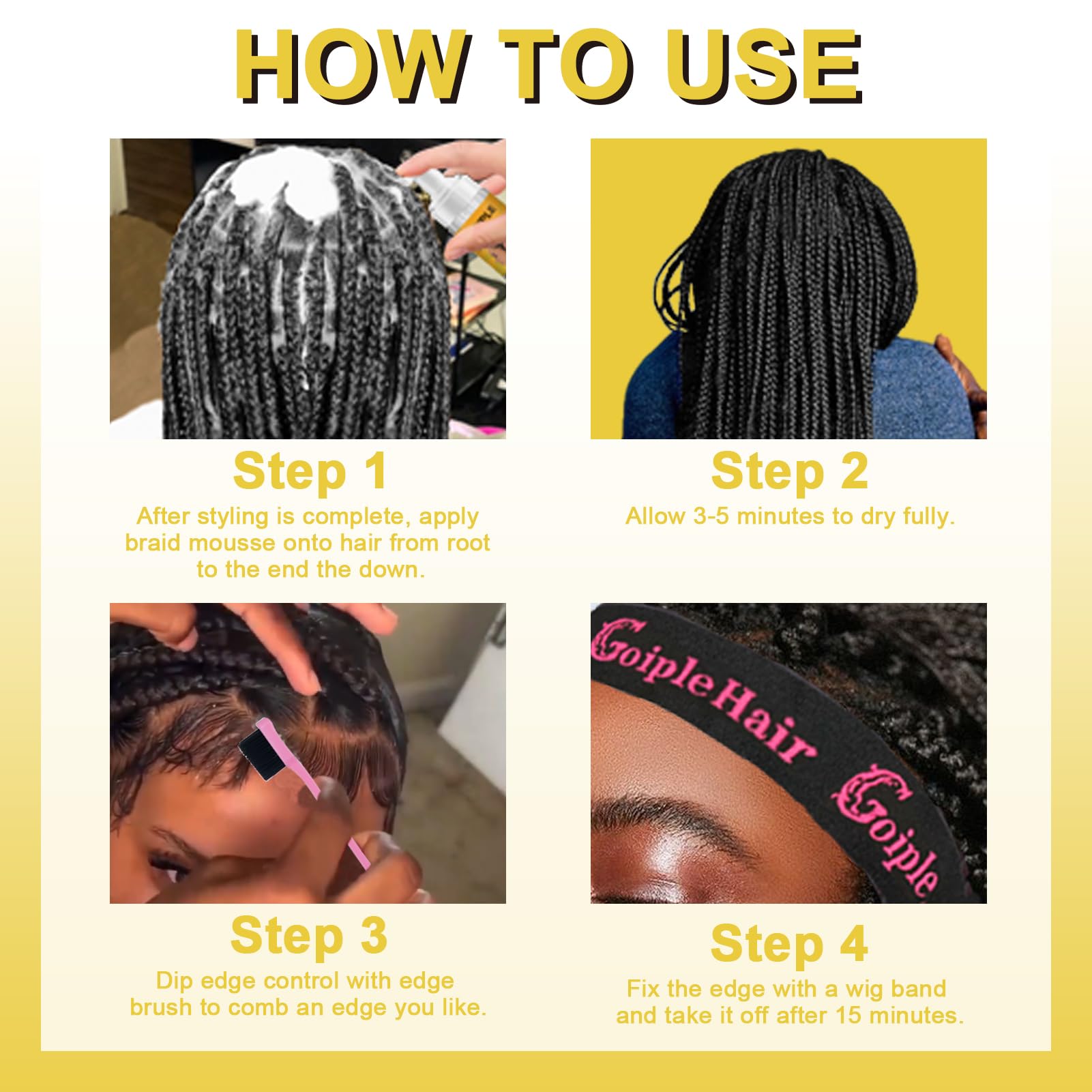 Goiple mousse-aplicacion-trenzas: acabado suave y duradero