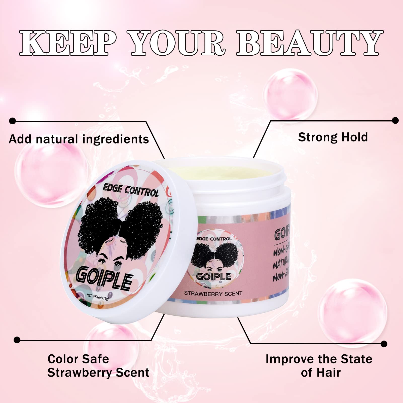 Pañuelo para bordes de satén Goiple suaviza la línea de cabello y protege.