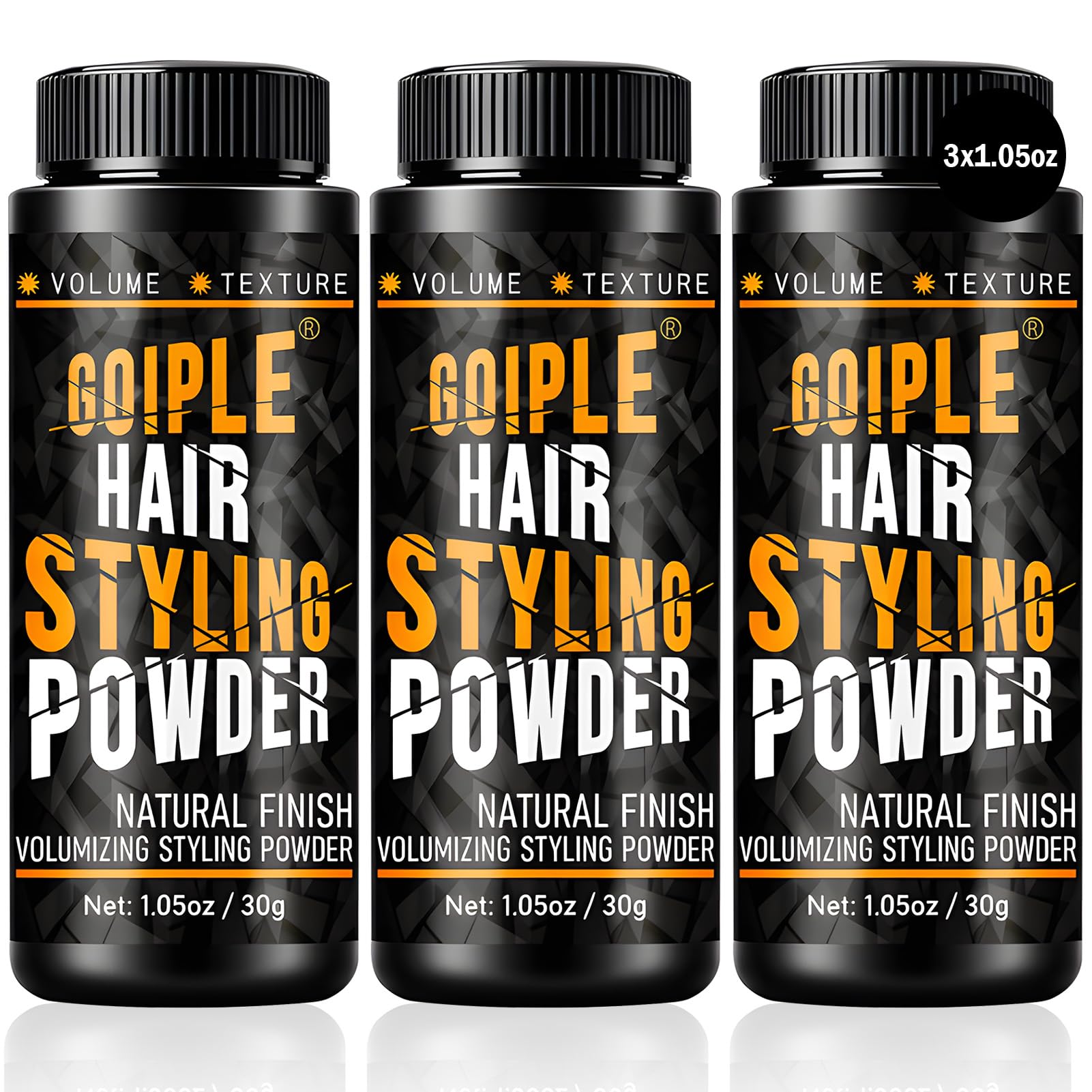 Goiple polvos: frasco de volumen y textura para cabello masculino.