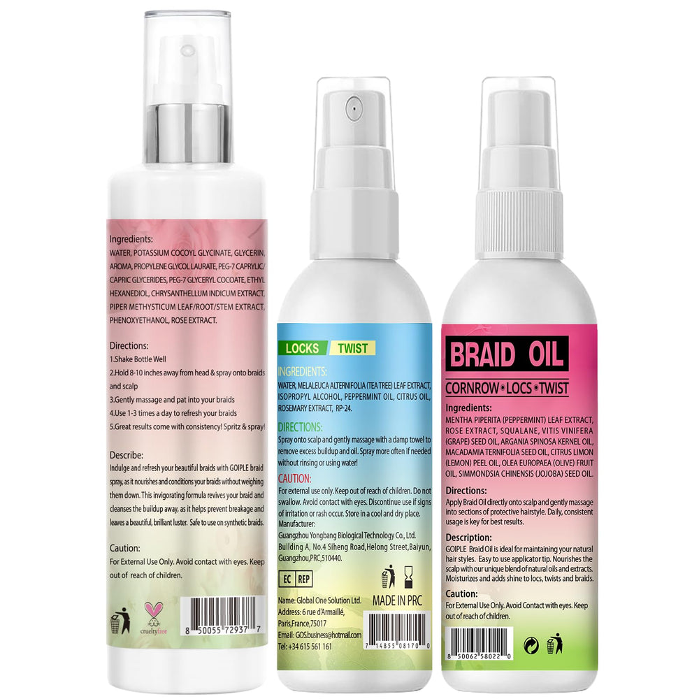 Goiple resultado brillo hidratante para trenzas Rosa Menta, cabello suave y aromático.