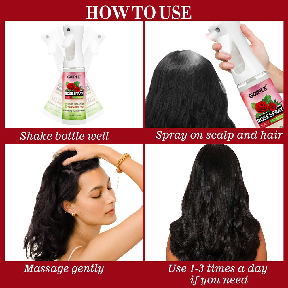 Goiple Rose Water Loc Spray boosts shine and manageability of locs.